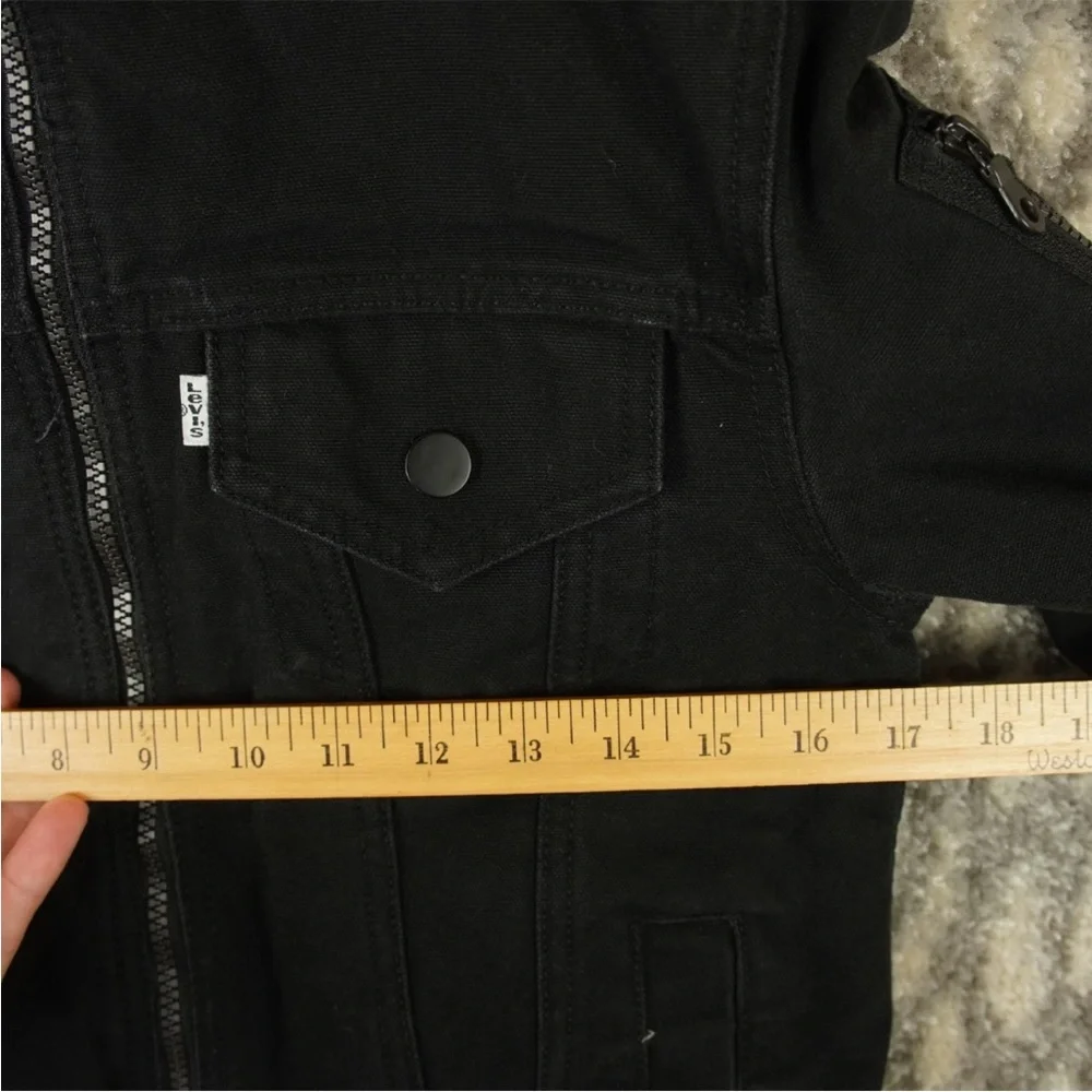 Levi’s Quilted Bomber Trucker Jacket MA-1 Sleeve Zip Pocket Mens Size XS Black